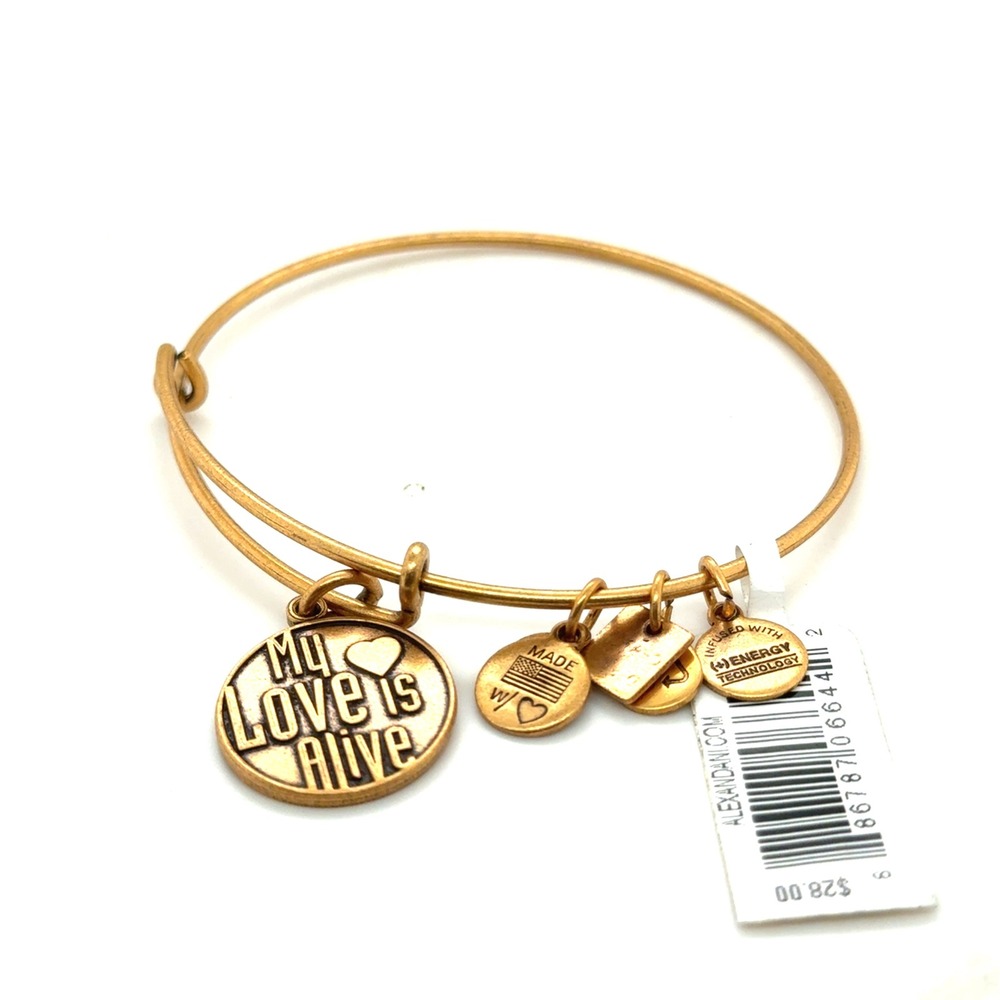Alex and Ani My Love Is Alive Bangle Bracelet‎ Rafaelian Gold Finish NWT